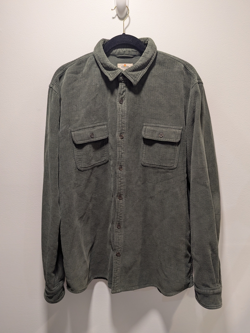 Marine Layer Men's Green Corduroy Button-Front Shirt Jacket Size XL Like New